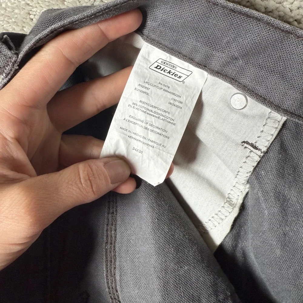 Genuine Dickies Men's 34x30 Gray Carpenter Work Pants Utility Canvas Duck
